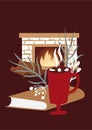 Winter happy holidays. Cozy vector collection in red and green colors. Winter posters. Ready made Compositions. Cute Hygge style