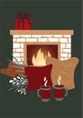 Winter happy holidays. Cozy vector collection in red and green colors. Winter posters. Ready made Compositions. Cute Hygge style