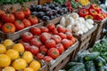 Winter harvest bounty Tables filled with farm fresh produce at markets Royalty Free Stock Photo