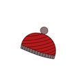 Winter hat icon. Warm knit vector. Cold weather symbol. Head protection element. Royalty Free Stock Photo