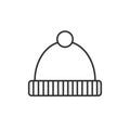 Winter hat outline icon. For mobile concept and web design. Beanie Cap simple line vector icon. Symbol, logo illustration. Pixel