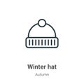 Winter hat outline vector icon. Thin line black winter hat icon, flat vector simple element illustration from editable autumn Royalty Free Stock Photo