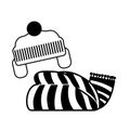 Winter hat and scarf clothes icon