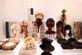 Winter hats for women made of natural sable and lynx fur