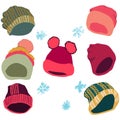 Winter headwear bright pink set Royalty Free Stock Photo