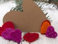 Winter heart shaped note with decoration