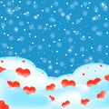 Winter hearts and snowflakes vector