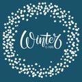 Winter is Here lettering wreath illustration. Calligraphy positive quote to Christmas holiday design, typography celebration Royalty Free Stock Photo