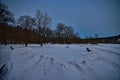 Snow Covered and Drifted Trail at the North Shore Devils Lake State Park