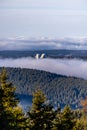 Winter hike in the Thuringian Forest to the highest point on the Rennsteig, the Schneekopf - Thuringia Royalty Free Stock Photo