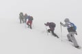 Winter hiking in extreme bad weather Royalty Free Stock Photo