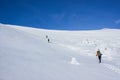 Winter hiking in the mountains .