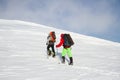 Winter hiking in snowshoes.