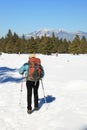 Winter hiking woman