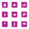 Winter hilarity icons set, grunge style Royalty Free Stock Photo