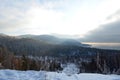 Winter at hills near Angara river