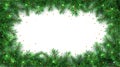Winter holiday background. Border with Christmas tree branches and gold glitter confetti decoration Royalty Free Stock Photo