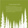 Winter holiday background coralwhite fir silhouette on green Lorem Ipsum art design stock season landscape