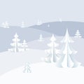 Winter holiday background on New Year and Christmas Snowdrifts, snowflakes on Christmas trees Winter landscape Royalty Free Stock Photo