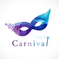Winter holiday blue carnival mask sign Royalty Free Stock Photo