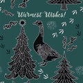 Winter holiday card. Christmas pattern.