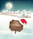 Winter holiday christmas background with a village Royalty Free Stock Photo