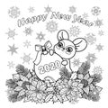 Winter Holiday Coloring Page with Mouse symbol 2020