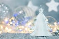 winter holiday decor concept. blurred garland lights and decorations Royalty Free Stock Photo