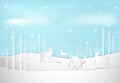 Winter Holiday Deer With Snow And Blue Sky Background. Christmas
