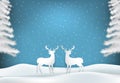 Winter Holiday Deer With Snow And Blue Sky Christmas Season