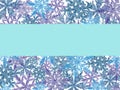 Snowflake Background with Turquoise Banner for Text Copy Space. Royalty Free Stock Photo