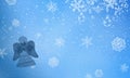 Winter holiday falling snowflakes angel background Royalty Free Stock Photo