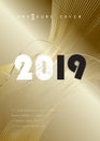 2019 Winter Holiday Happy New Year Christmas Event luxury Decoration Gold CARD Set Royalty Free Stock Photo
