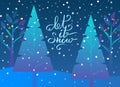 Winter Holiday Let It Snow with Fir-tree Vector Royalty Free Stock Photo