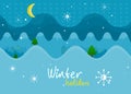 Winter Holiday. Mountain Landscape Banner. Vector