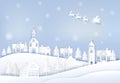 Winter holiday Santa and deer with snowflake background. Christmas background Royalty Free Stock Photo