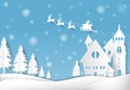 Winter holiday Santa and snow Christmas season paper art style Royalty Free Stock Photo