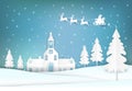 Winter holiday Santa and snowy Christmas season paper art style Royalty Free Stock Photo