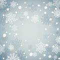 Winter Holiday Snow Background. Blue Christmas Backdrop. New year background with snowflake. Frame with snowflakes Royalty Free Stock Photo