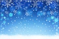 Winter holiday snow bokeh background. Abstract christmas defocused backdrop with snowflakes