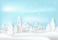 Winter holiday and snow in city town with blue sky background. C Royalty Free Stock Photo