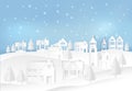 Winter holiday and snow in city town with blue sky background Royalty Free Stock Photo