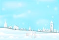 Winter holiday and snow flake in city town with deer background Royalty Free Stock Photo