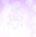 Winter holiday snow flake purple background, bokeh