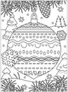 Winter holidays coloring page with decorated ornament