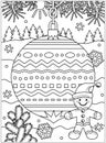 Winter holidays coloring page with decorated ornament and gingerbread man Royalty Free Stock Photo