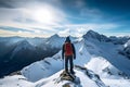 Winter holidays, Concept travel ski, walking ski alpinist, Royalty Free Stock Photo