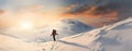 Winter holidays, Concept travel ski, walking ski alpinist,