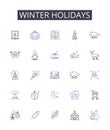 Winter holidays line icons collection. Christmas season, Yuletide, Festive season, Holiday season, Advent, Hanukkah