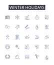 Winter holidays line icons collection. Interactivity, Navigation, Design, Responsiveness, Content, Speed, Accessibility